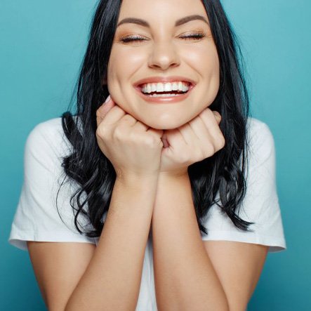 Lady shows off pretty smile