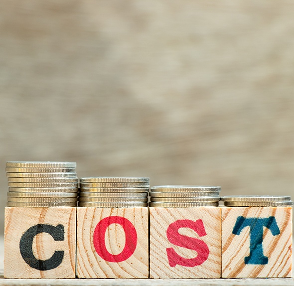 Cost written on wooden blocks