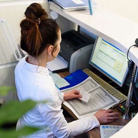 Receptionist working at a work